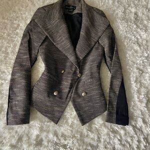 Guess by Marciano Metallic Black & Gold Tweed Blazer